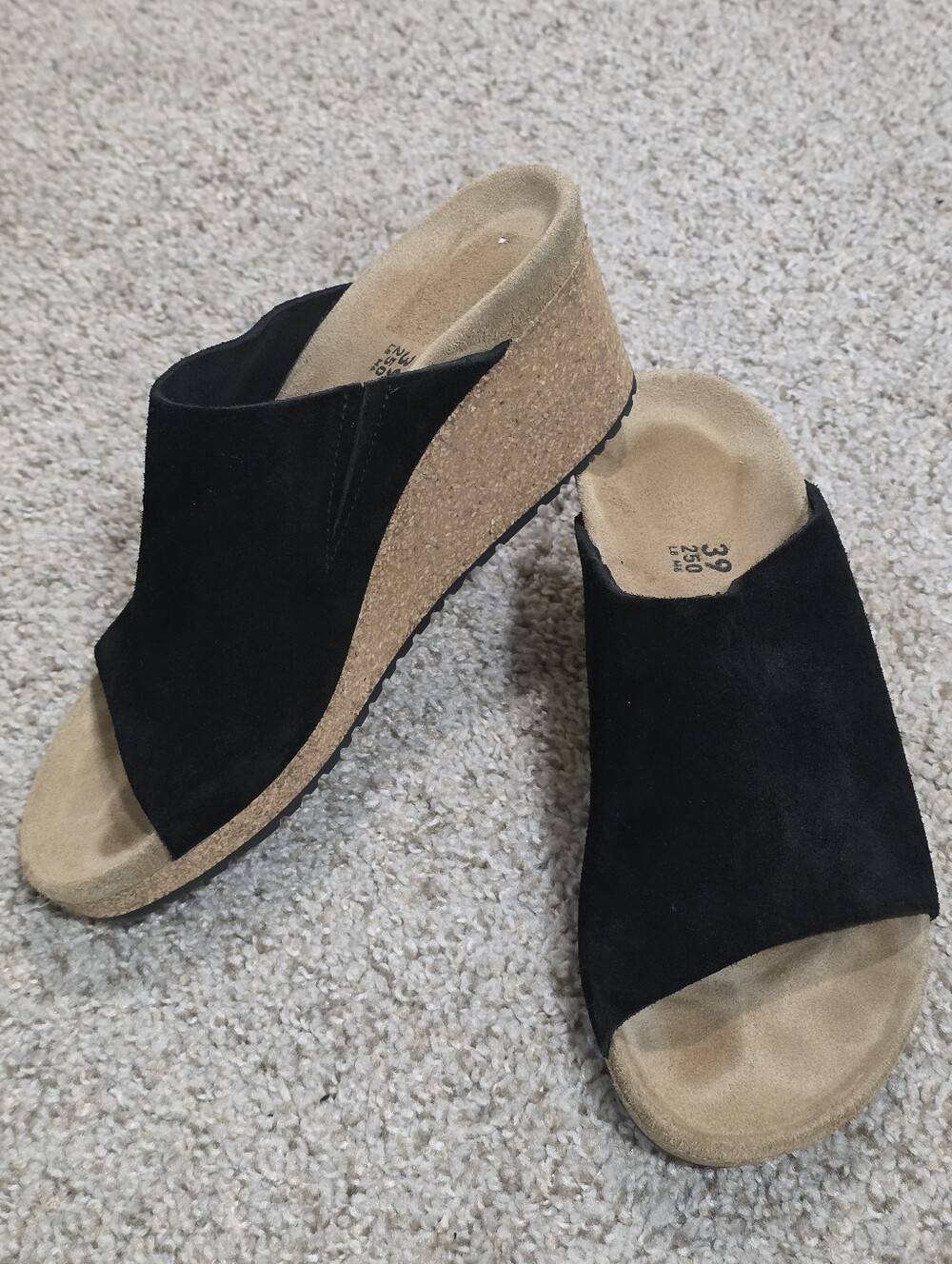 Papillio By Birkenstock Namico Black Suede Open-Toe Wedges Size 9.5US Casual